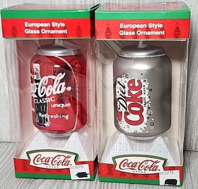 Coca-Cola European Style Glass Ornament COKE & DIET COKE - Image 1 of 4