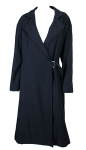 Gabardina CELINE Phoebe Philo azul marino de sarga de lana larga envolvente con cinturón 44 - Imagen 1 de 6