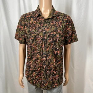 Volcom Men's LG Green/Orange Camo-Style Short Sleeve Button-Up Shirt - Picture 1 of 7