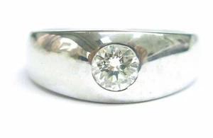 Anillo solitario redondo con halo cúpula diamante oro blanco macizo joyería 14 quilates .54 quilates - Imagen 1 de 5