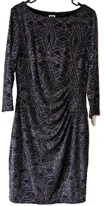 Vestido Anne Klein Oro Rosa Bodycon Geométrico Manga Larga Talla 12 Nuevo - Imagen 1 de 9