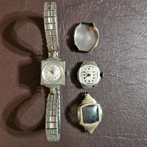 2 Vtg Ladies Wrist Watch BALL GARLAND & WALTHAM SWISS Both 17 Jewels DO NOT WORK - Picture 1 of 15
