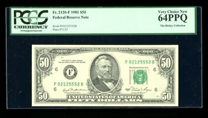 DBR 1981 $50 FRN Atlanta Fr. 2120-F PCGS 64 PPQ Serial F02125552B - Picture 1 of 2