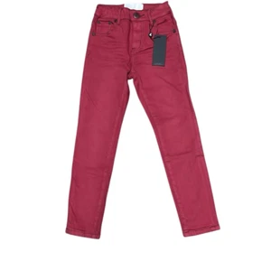 One Teaspoon Freebirds High Waist Rigid Skinny Denim Jeans Red Punk Girls 7/8 - Picture 1 of 6