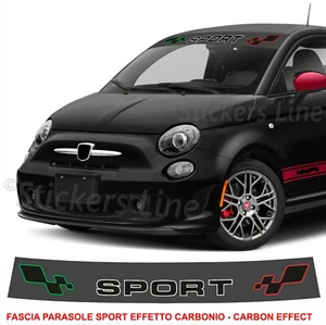 Fascia parasole Fiat 500 SPORT fondo CARBONIO scritta Tricolore parabrezza # - Picture 1 of 1
