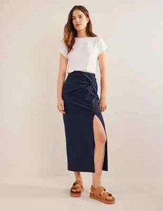 Boden Knot Detail Jersey Midi Skirt In Navy Blue Women's Size 6 Petite NWT - Picture 1 of 10