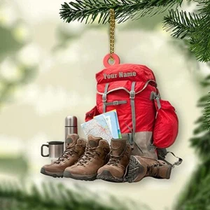 Personalized Hiking Bag Ornaments, Hiking Bag Christmas Ornament, Camping Lover - Picture 1 of 1