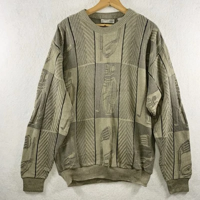 Suéter de Golf Texturizado Vintage Años 90 Para Hombre Talla M Slouchy Papá Abuelo Jaquard Hecho en EE. UU. Foto 1 de 4