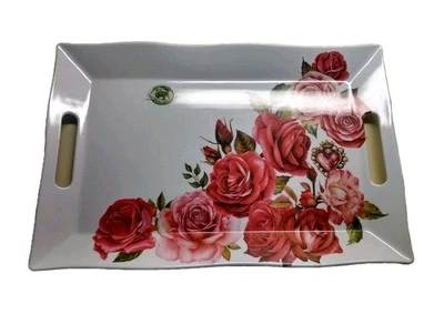 Michel Design Royal Rose Large Rectangular Handled Melamine Serving Tray Roses  - Image 1 of 4