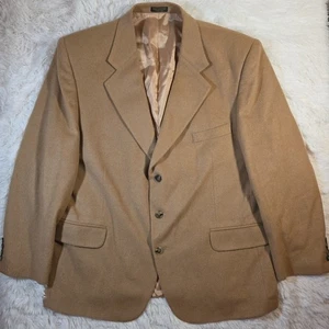 Blazer Chaqueta De Colección Ejecutiva Marrón Tostado Cabello Camel Mezcla Lana 46R - Imagen 1 de 12