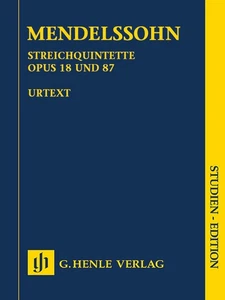 Study Score Mendelssohn String Quintets Op 18 & 87 Music Henle Urtext 7x10 Book - Picture 1 of 1