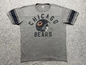 Chicago Bears Shirt Mens Gray Heather Tri Blend NFL Football Striped Sleeves - Picture 1 of 11