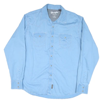 WRANGLER Mens Blue Shirt XL Retro Premium Western Style Long Sleeve Cotton Blend - Image 1 of 4