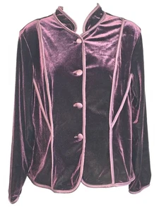 Coldwater Creek Größe 14P Deep Purple Plüsch Samt 4 Knöpfe Jacke - Bild 1 von 6
