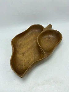 Harry's Cabinet & Curio Monkey Pod Wood Leaf Dish Bowl Made In Hawaii 10" x 7.5" - Picture 1 of 12