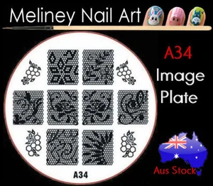 A34 Stamping Nail Art Image Plate Design Round XL Stencil metal - Picture 1 of 1