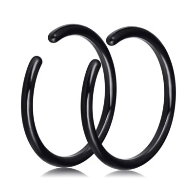 Non Pierced Clip on Fake Nose Lip Helix Cartilage Tragus Ear Hoop Jewelry 20G - Image 1 of 4