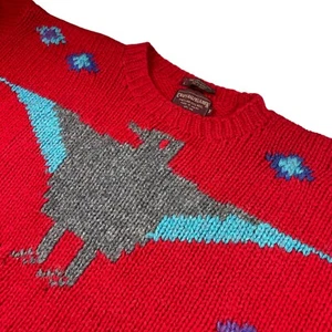VTG Ralph Lauren Chaps Men's Chunky Hand Knit Wool Sweater Aztec Bird • Medium - Picture 1 of 7