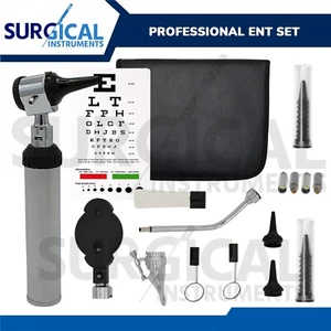 Professional Ophthalmoscope / Otoscope Set ENT Surgical + 4 Bulb German Grade - Picture 1 of 9