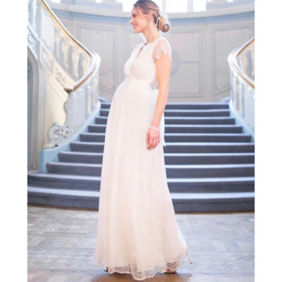 Pregnant Women's Dress Maternity Short Sleeve Lace Gown Skirt For Photo Shoot - Image 1 of 4