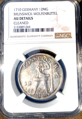 1710 Estados alemanes Brunswick Wolfenbuttel Wildman 1/3 Taler, 12 mg, NGC AU Foto 1 de 2