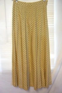 Vtg Moods KRIZIA Stitch Down Pleats Long Pale Yellow/Taupe Skirt Japan Made-6/8 - Picture 1 of 9