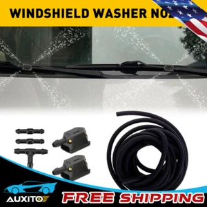 Car Windshield Sprayer Washer Wiper Spray Nozzle Jet 2m w/ Hose Tube Connectors - Picture 1 of 10