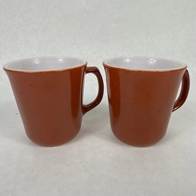 Tazas de té de café naranja quemado Corning par de 2 tazas Corning NY EE. UU. DE COLECCIÓN Foto 1 de 4