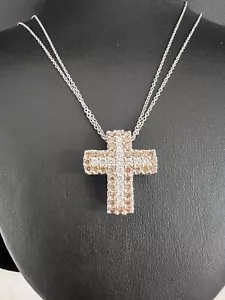 CERTIFICATO. Collana Croce Diamante Bianco 18K 1,14CT Marrone Naturale G/VS Bianco 16 - Foto 1 di 14