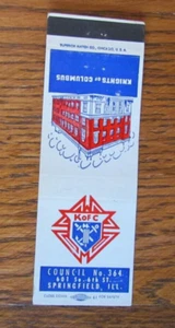 FRATERNAL KNIGHTS OF COLUMBUS MATCHBOOK COVER: SPRINGFIELD, IL MATCHCOVER -B9 - Imagen 1 de 2