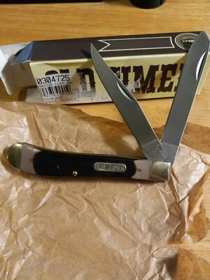 Schrade Classic Old Timer Trapper Pocket Knife New 94OT Brown Sawcut Delrin - Image 1 of 4