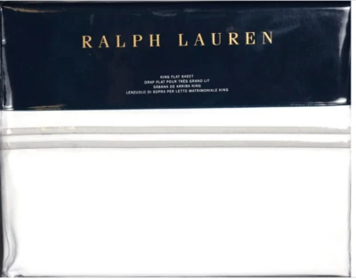 Ralph Lauren~DOYER~Penthouse~KING FLAT SHEET~Silver detail~COTTON~MSRP $215~NWT~ - Image 1 of 4
