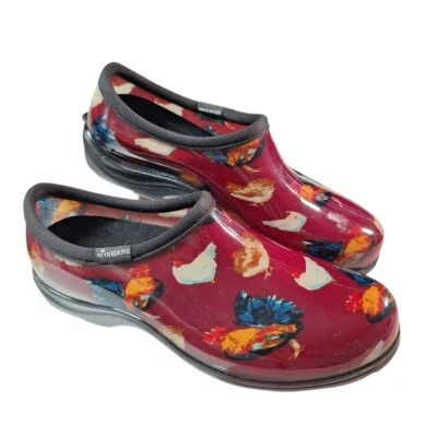 Sloggers Garden Shoes Womens 10 Chicken Red Waterproof Slip On USA Farm Country - Image 1 of 4