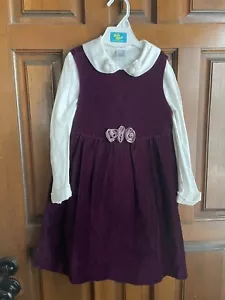 VTG Gymboree Burgundy Dress With White Long Sleeved Shirt Accent Rose Buds Play - Picture 1 of 4