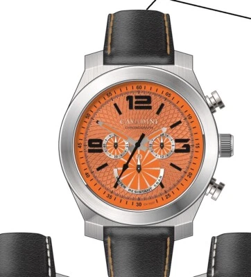 Orange Cavadini Pilot Chronograph Stainless Steel XXL Size 52mm ANTARIUS CV-1037 - Image 1 of 2