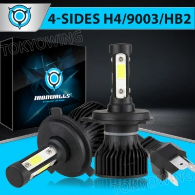 4 Sides H4 9003 HB2 LED Headlight Bulbs Kits Super Bright 3000000LM 6500K White - Image 1 of 4
