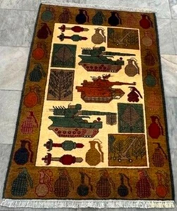 Afghan War Rug Handmade Afghan Tribal Pictorial Wool Area Rug 3x4 ft Free Ship - Picture 1 of 11