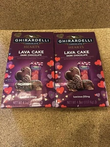 New 2 Pack Ghirardelli Dark Chocolate Lava Cake Hearts 4.1oz - Special - Picture 1 of 2