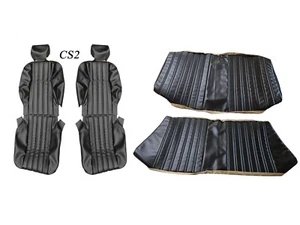 Fits: Fiat 124 Spider CS2 FRONTS AND REAR Seat Covers 79-83 Black Vinyl - Bild 1 von 6
