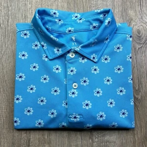 Fairway & Greene Short Sleeve Golf Polo Shirt Blue Floral Print Men’s Size M - Picture 1 of 10