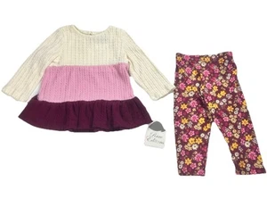 Rare Editions 2-Piece Easter Set/outfit Girls 18M Knit Top & Floral Legging - Picture 1 of 7