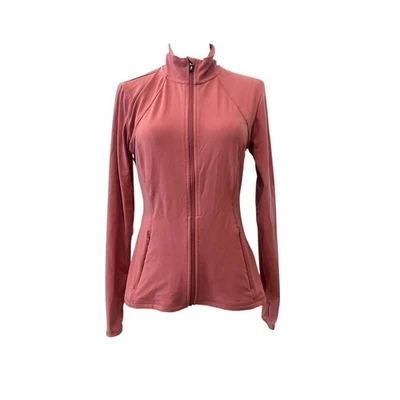 斯凯奇女式中号珊瑚粉色运动全拉链运动运动慢跑上衣 — 第 1/4 张图片