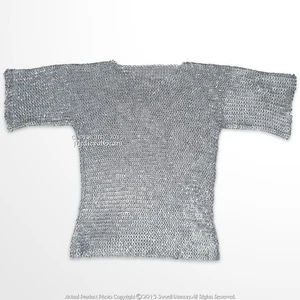 Camisa de cota de malla de aluminio estilo medieval Haubergeon anillo plano redondo remachado LARP - Imagen 1 de 7