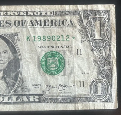 Billete de cumpleaños/aniversario de lujo de $1 del 12 de febrero de 1989 (12/02/1989) (K19890212*) Foto 1 de 4