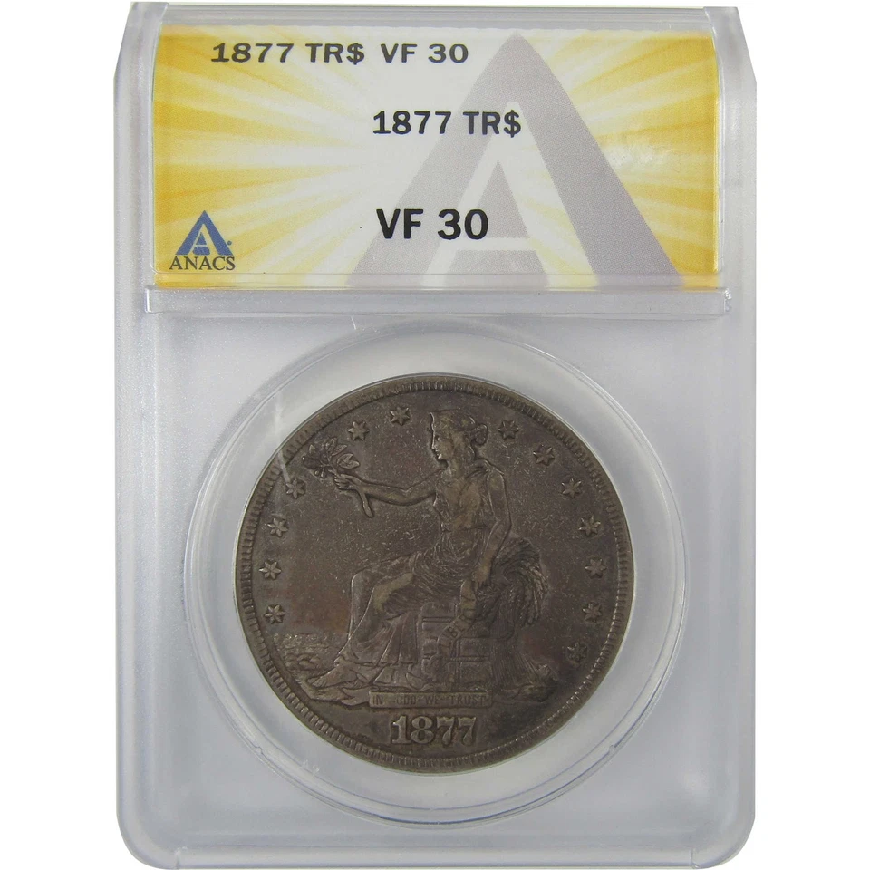 1877 Trade Dollar VF 30 ANACS Silver $1 Coin SKU:I20834 - Image 1 of 4