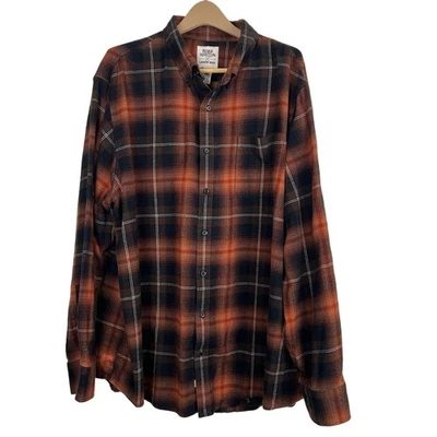 Blake Shelton x Lands End Flannel Shirt Mens 3XL Brown Rust Plaid Flannel Cozy - Image 1 of 4