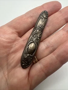 Antique, VICTORIAN, STERLING, REPOUSSE, SEWING NEEDLE CASE, Bodkin - Picture 1 of 8