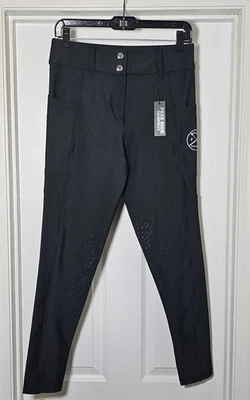 Pantalones cortos Free Ride Equestrian para mujer negros Lux cremallera grande parche en la rodilla Foto 1 de 4