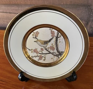 The Art of Chokin Fine China Plate 24K Gold Trim Birds with Flowers Approx. 6” - Picture 1 of 7