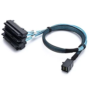 SFF-8643 Internal Mini SAS HD to (4) 29pin SFF-8482 connectors with SAS 15pin... - Picture 1 of 7